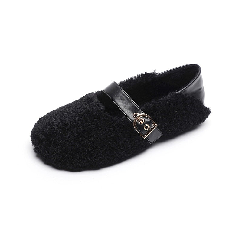 Lila Faux Fur Foldable Heel Ballet Flat Slippers - 3 Colors