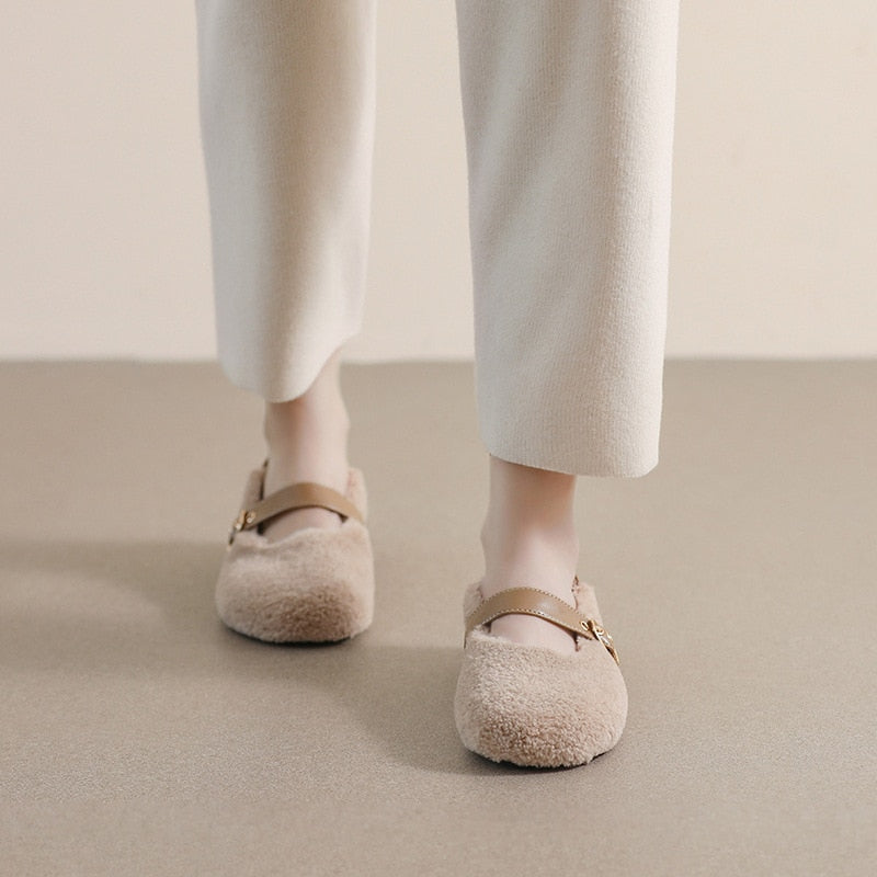 Lila Faux Fur Foldable Heel Ballet Flat Slippers - 3 Colors