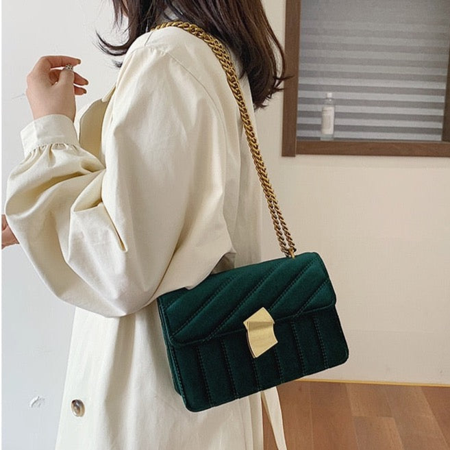 Lilith Luxe Velvet Chain Flap Bag - 4 Colors