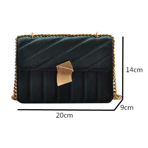 Lilith Luxe Velvet Chain Flap Bag - 4 Colors