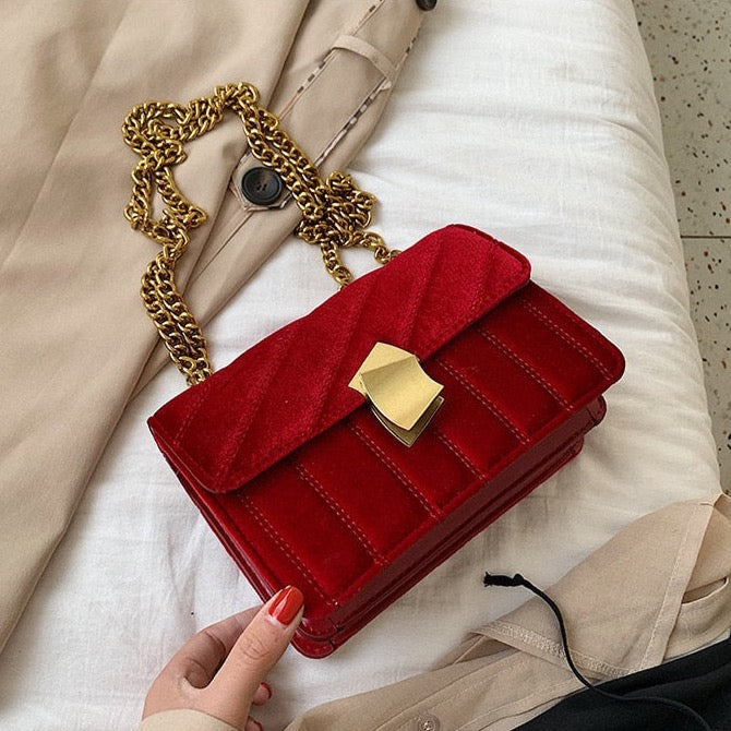 Lilith Luxe Velvet Chain Flap Bag - 4 Colors