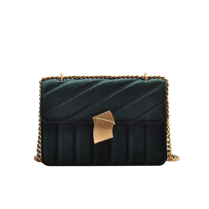 Lilith Luxe Velvet Chain Flap Bag - 4 Colors