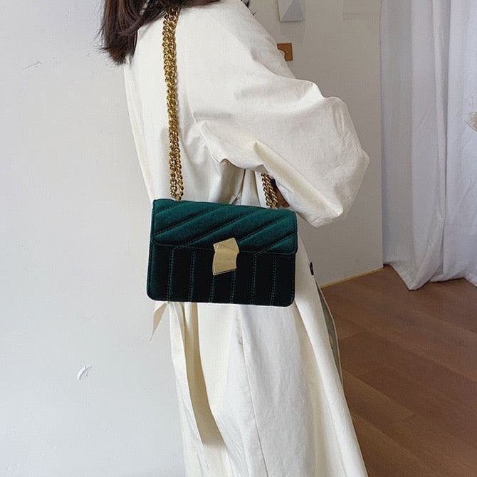 Lilith Luxe Velvet Chain Flap Bag - 4 Colors