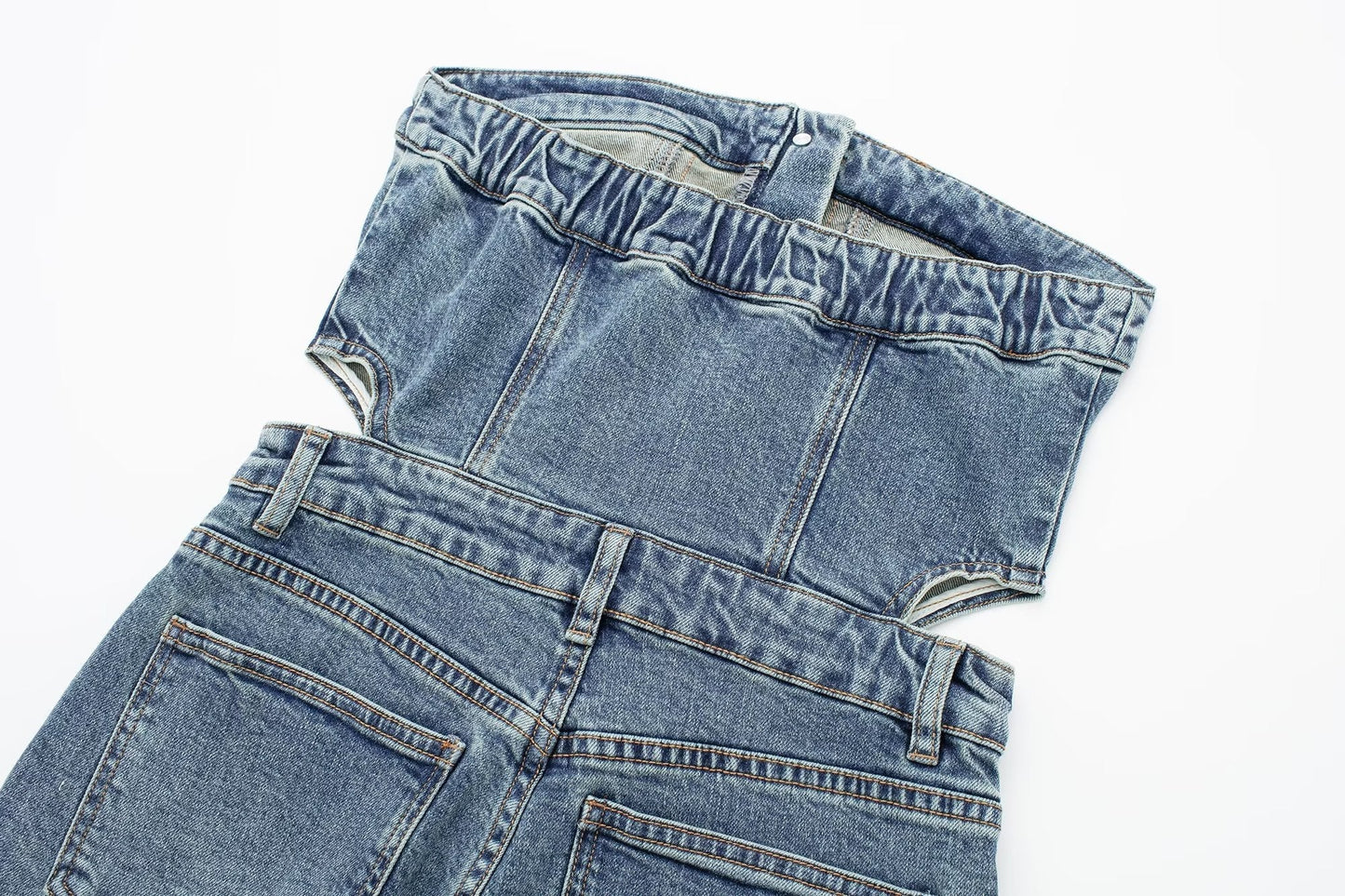 Liva Bandeau Wide Leg Denim Jumpsuit - 2 Colors