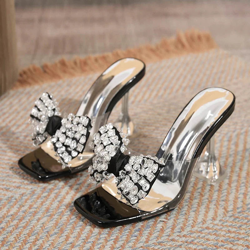 Trendy  Big Size Clear High Heel Modern Slippers Transparent High Heel