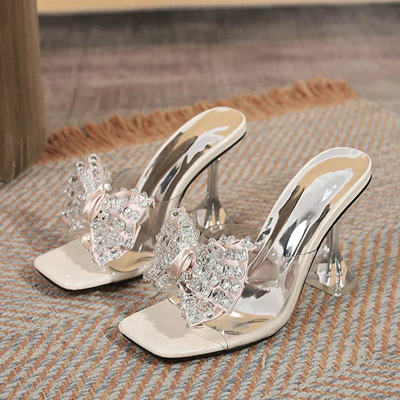 Trendy  Big Size Clear High Heel Modern Slippers Transparent High Heel