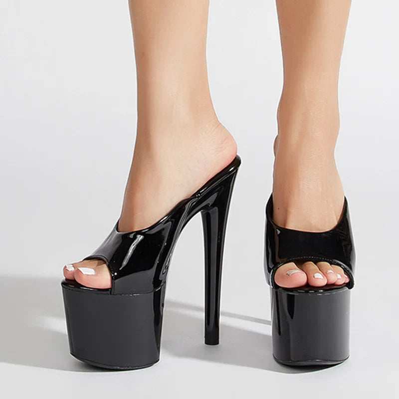 Peep Toe 17CM Extreme High Slippers Party High Heel