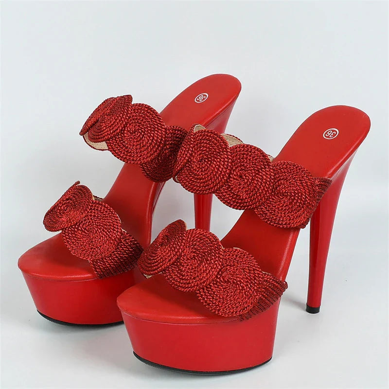 Peep Toe Pole Dance Platform Slipper Handmade High Heel High Heel