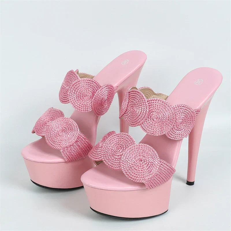 Peep Toe Pole Dance Platform Slipper Handmade High Heel High Heel