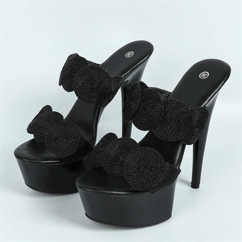 Peep Toe Pole Dance Platform Slipper Handmade High Heel High Heel