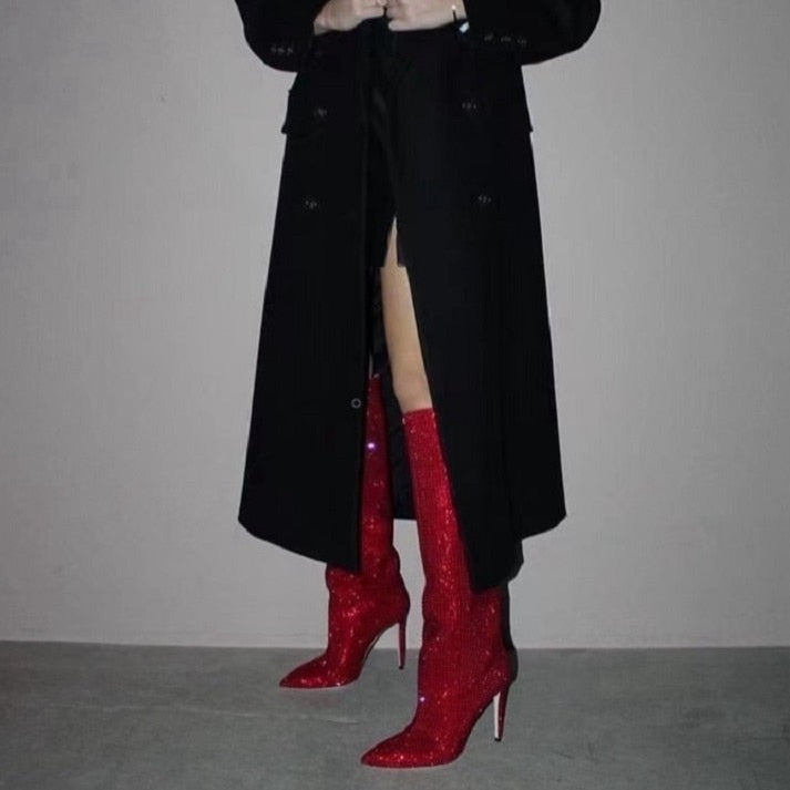 Lorena Rhinestone Sequin Knee High Boots - 9 Colors