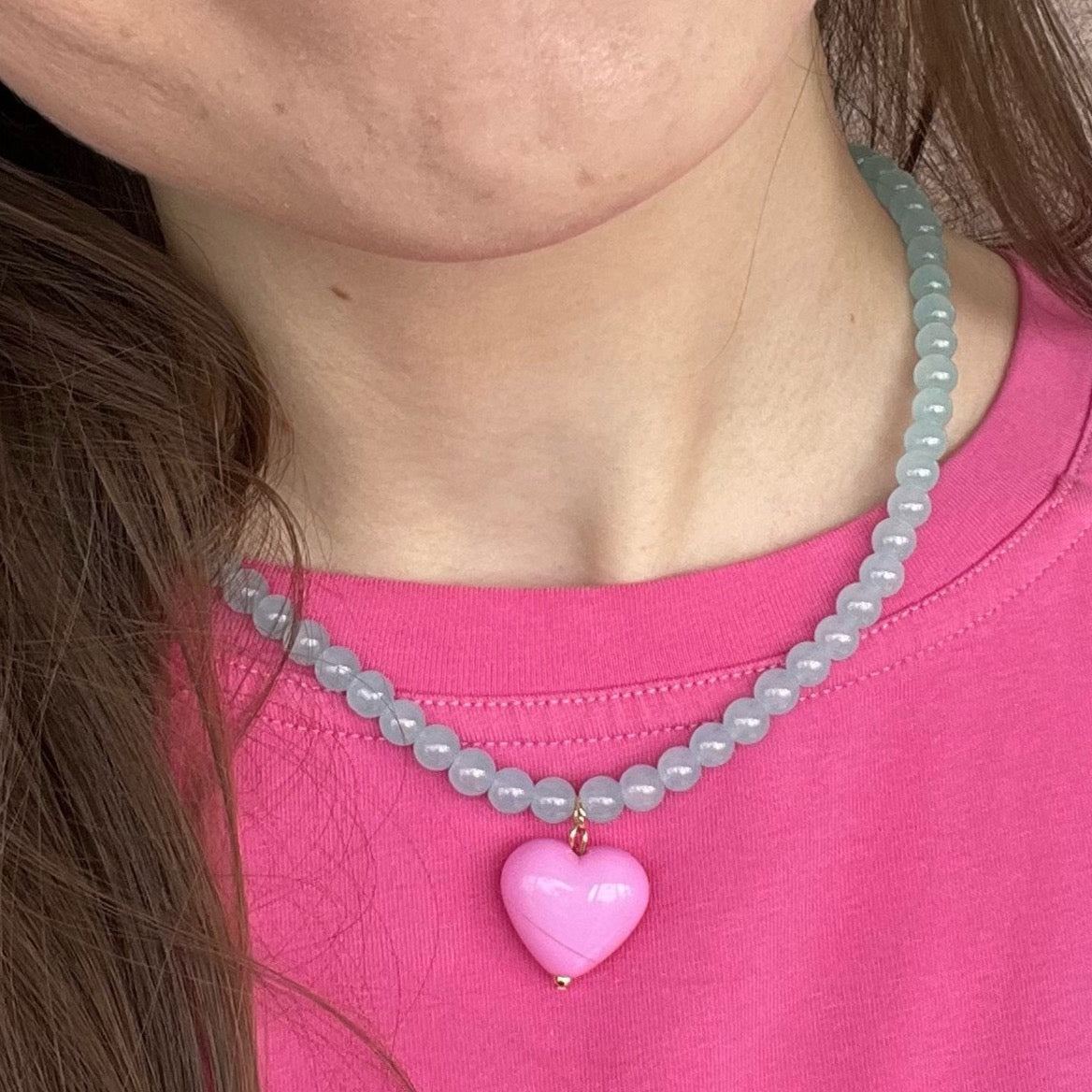 Lorie Candy Color Sweet Heart Pendant Necklaces