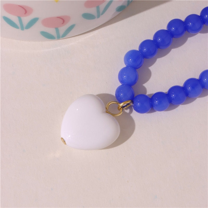 Lorie Candy Color Sweet Heart Pendant Necklaces