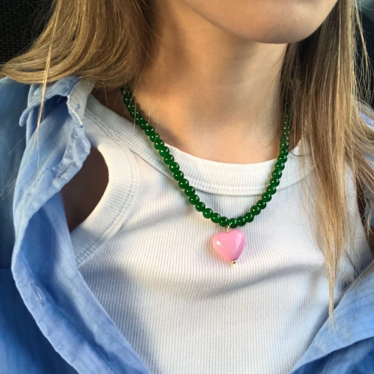 Lorie Candy Color Sweet Heart Pendant Necklaces