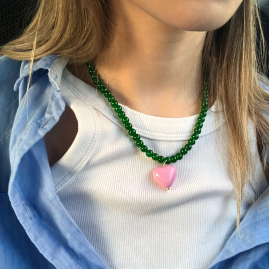 Lorie Candy Color Sweet Heart Pendant Necklaces