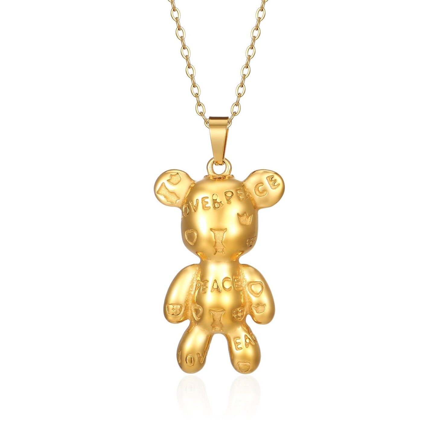 Love & Peace Letter Bear Necklace