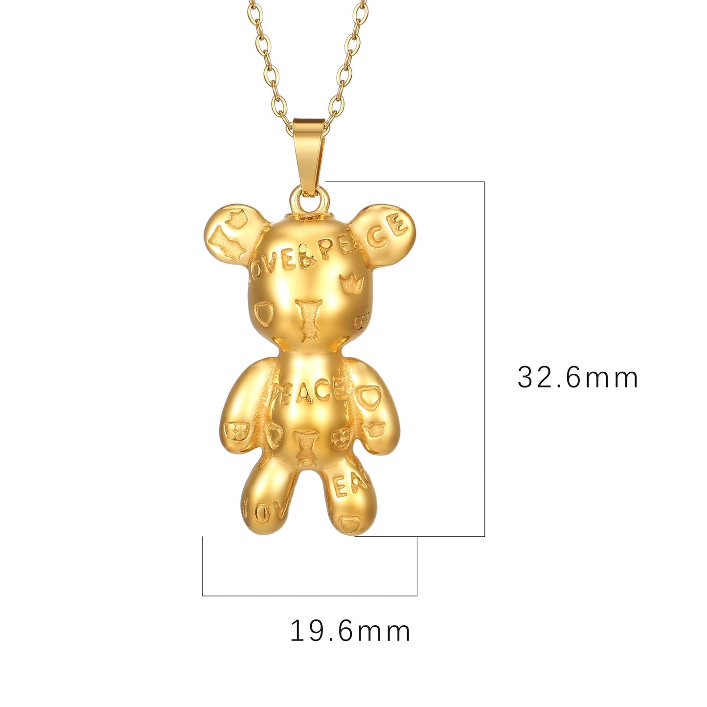 Love & Peace Letter Bear Necklace
