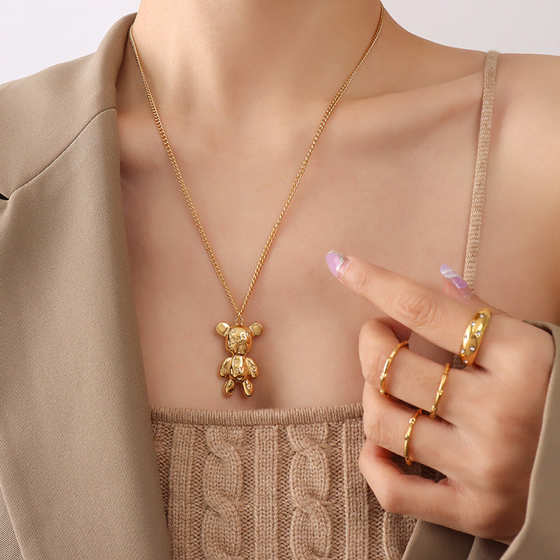 Love & Peace Letter Bear Necklace