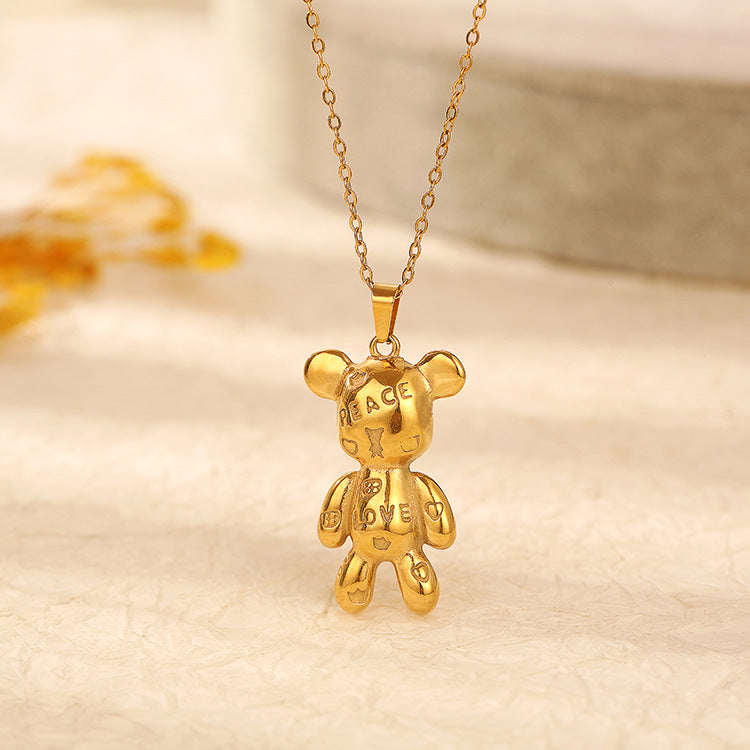 Love & Peace Letter Bear Necklace