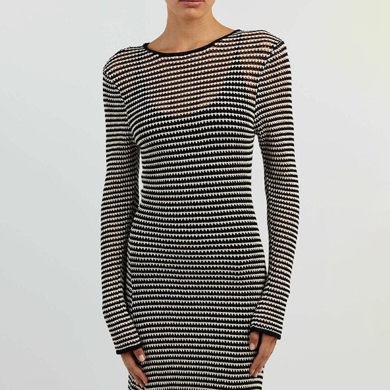 Lua Zigzag Pattern Crochet Open Back Maxi Dress - 2 Colors