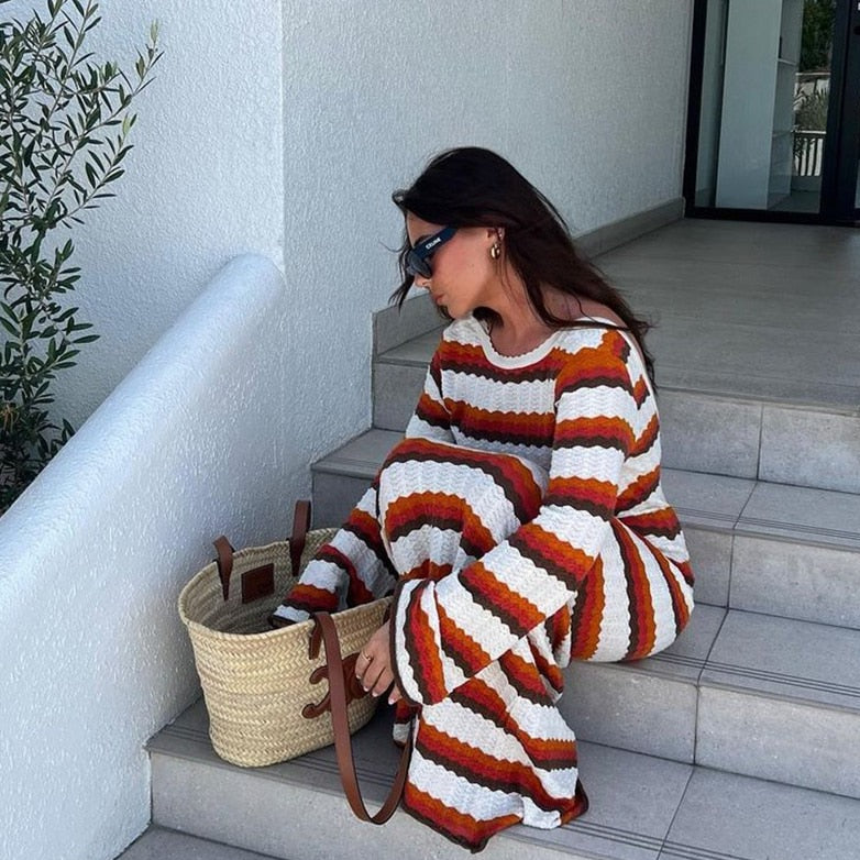 Lua Zigzag Pattern Crochet Open Back Maxi Dress - 2 Colors