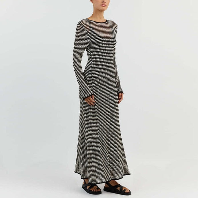 Lua Zigzag Pattern Crochet Open Back Maxi Dress - 2 Colors