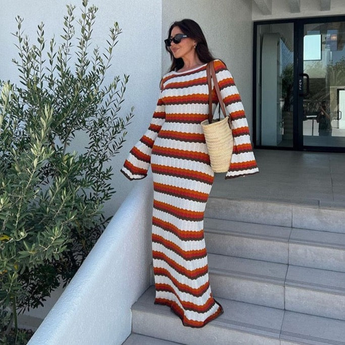 Lua Zigzag Pattern Crochet Open Back Maxi Dress - 2 Colors