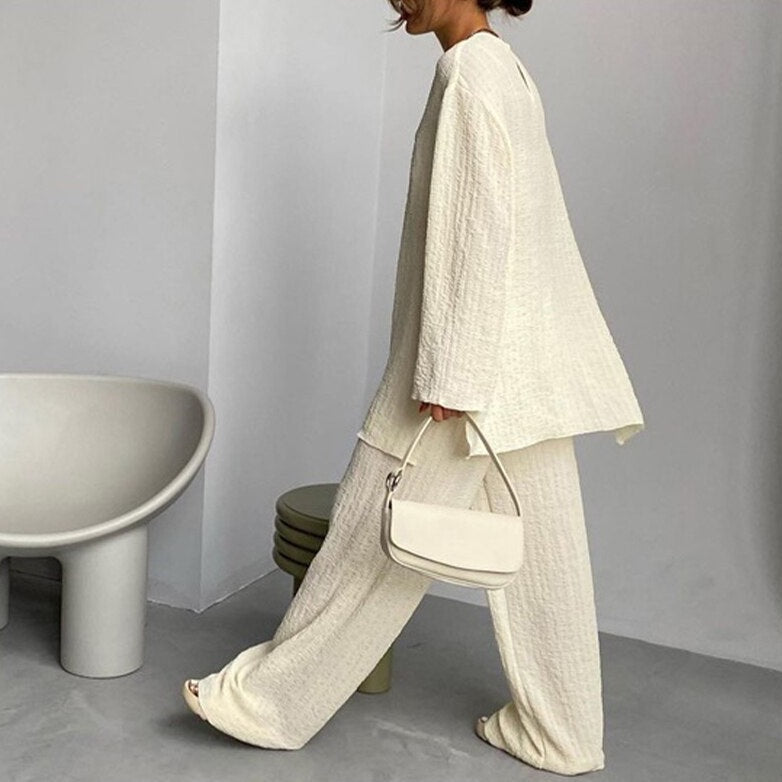 Luca Textured Flowy Top & Pants Set