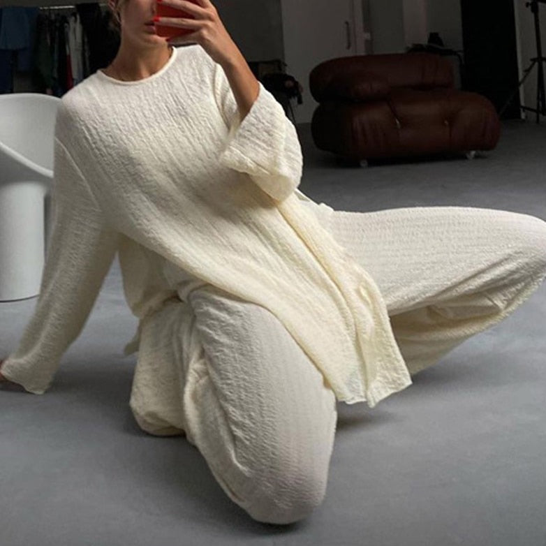 Luca Textured Flowy Top & Pants Set