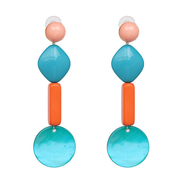 Lucie Acetate Resin Chain Drop Earrings - 6 Colors