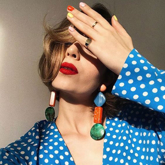 Lucie Acetate Resin Chain Drop Earrings - 6 Colors