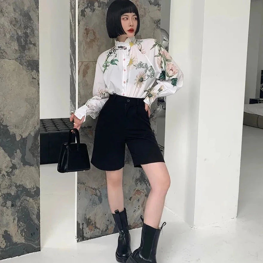 Lucija Vintage Floral Smock Neck Blouse