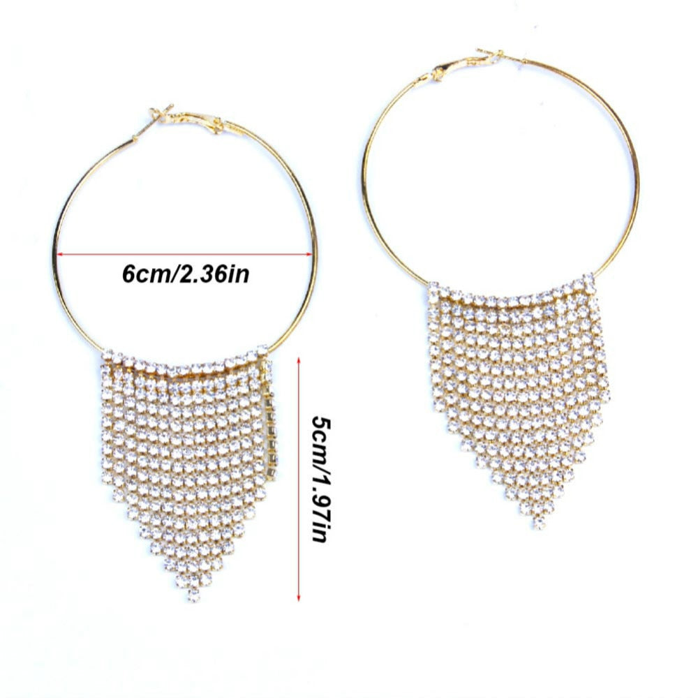 Lucille Crystal Tassels Hoop Earrings - Gold or Silver