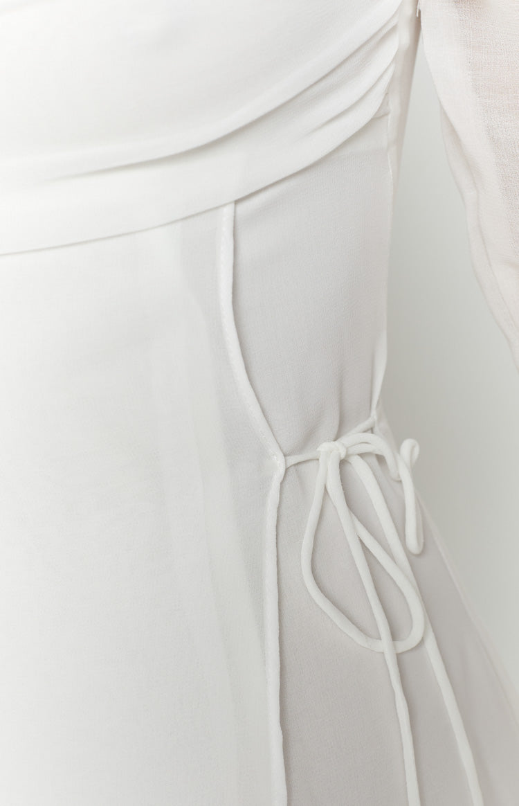 Roma White Long Sleeve Mini Dress