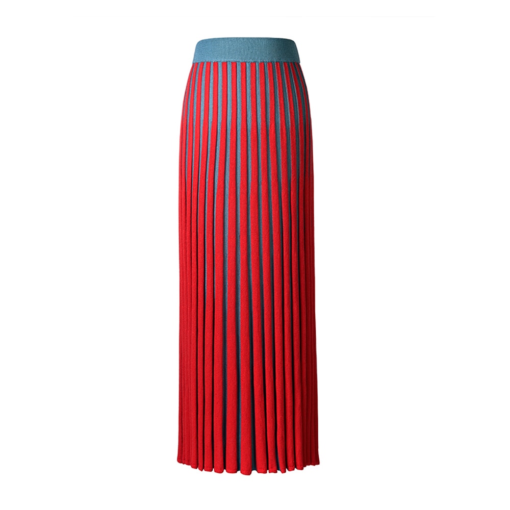 Luena Color Contrast Pleated Knit Skirt