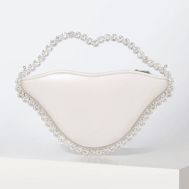 Luxe Lip Shaped Rhinestone Evening Clutch Bag