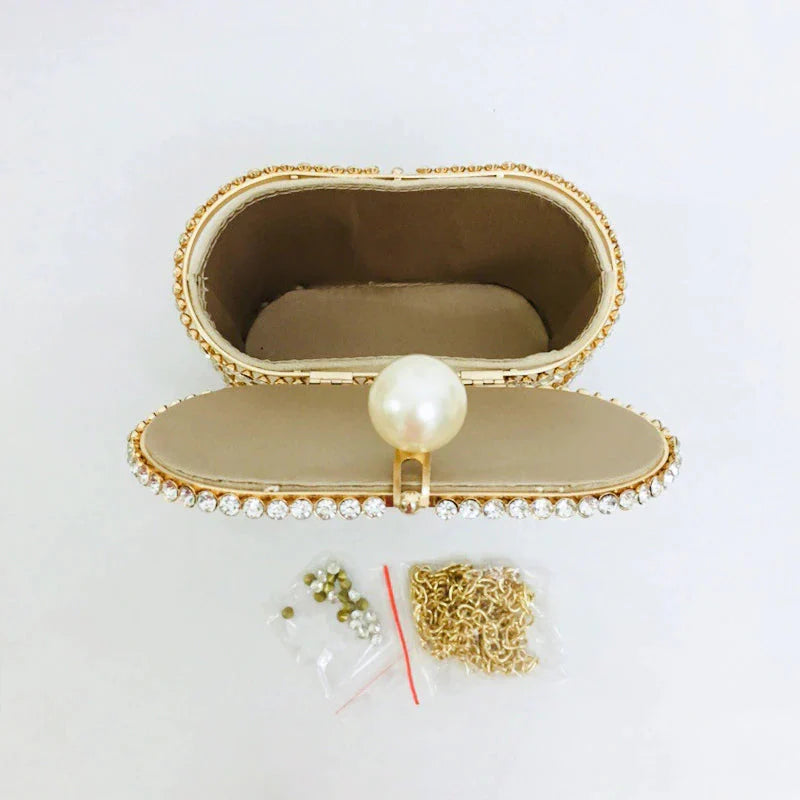 Luxe Rhinestone Cage With Pearl Handle Mini Bag - 2 Styles