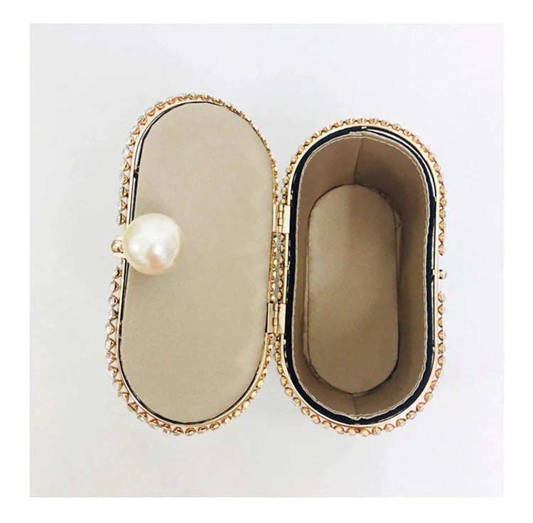 Luxe Rhinestone Cage With Pearl Handle Mini Bag - 2 Styles