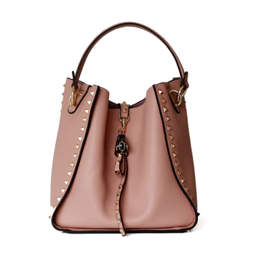 Luxe Riveted Leopard Head Lock Leather Bucket Bag - 7 Colors