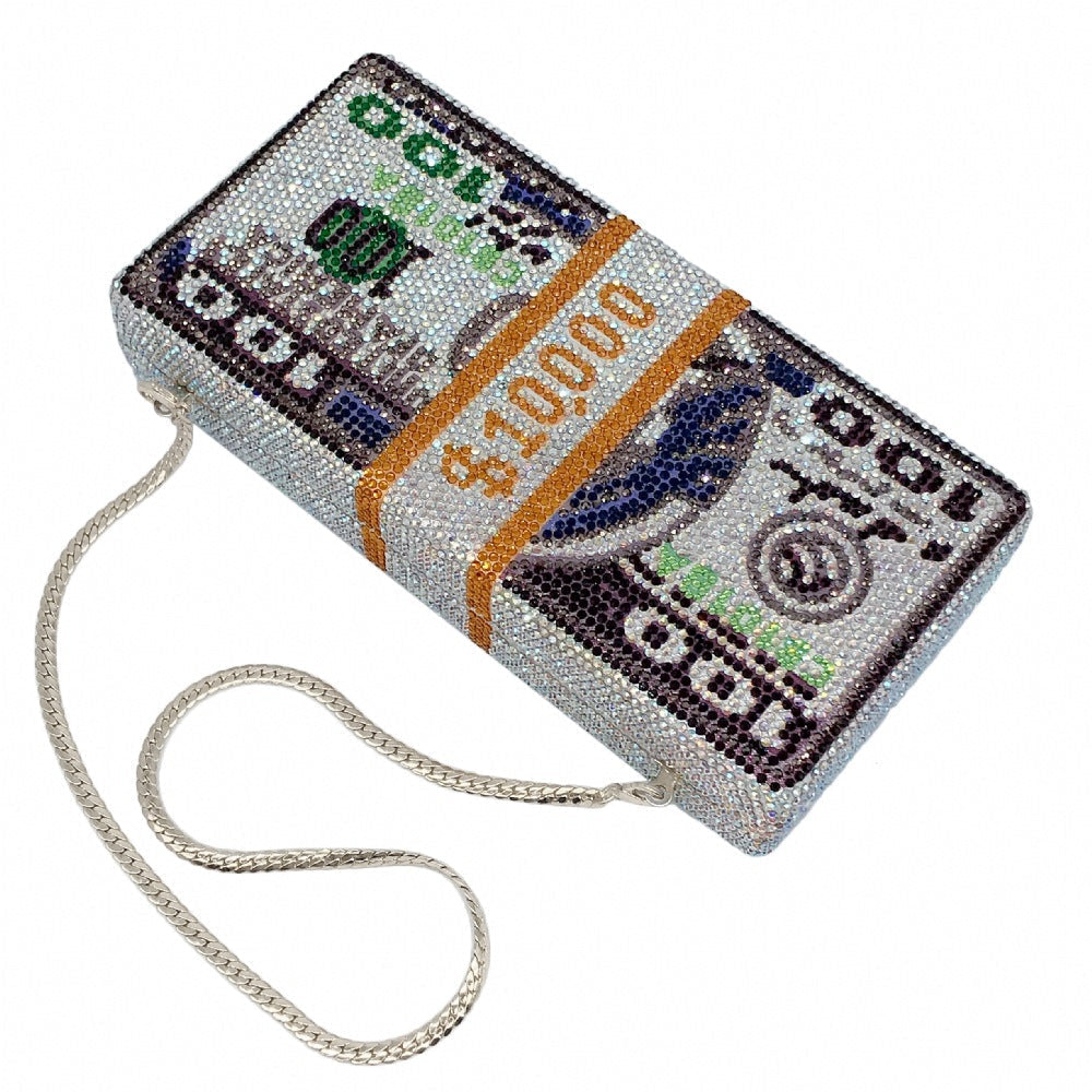 100 Dollar Unique Rhinestone Clutch Evening Bag