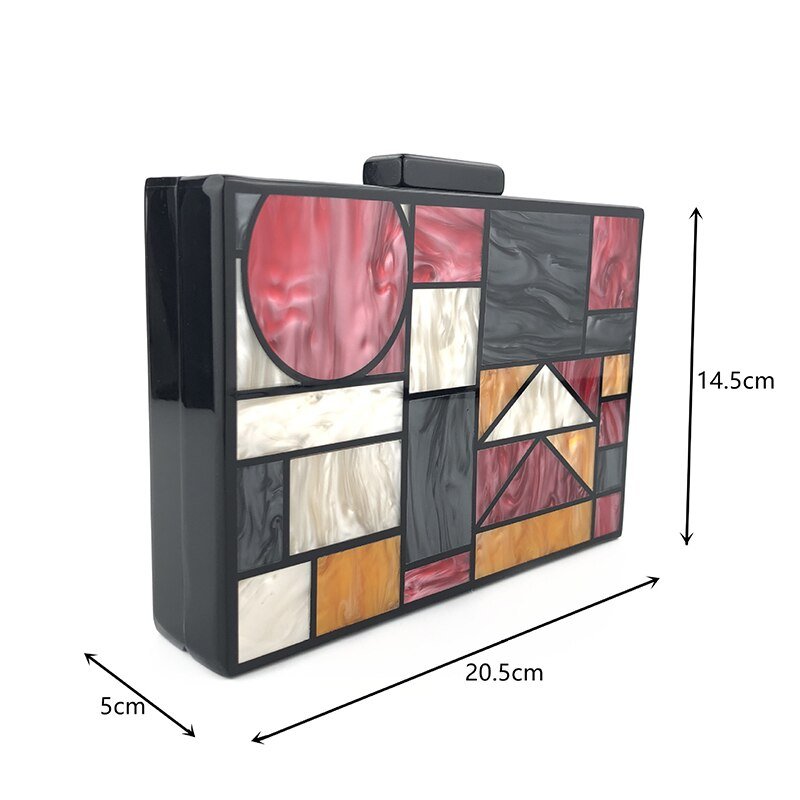 Acrylic Clutch Bag For Women Geometric Patchwork
