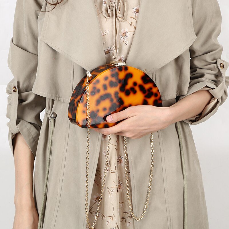 Acrylic Clutch Women Evening Bag Leopard Printing