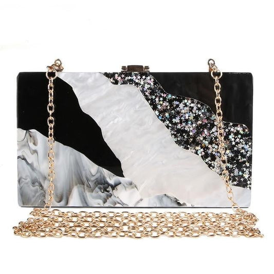 Acrylic Evening Bags Marbling Pattern Clutches