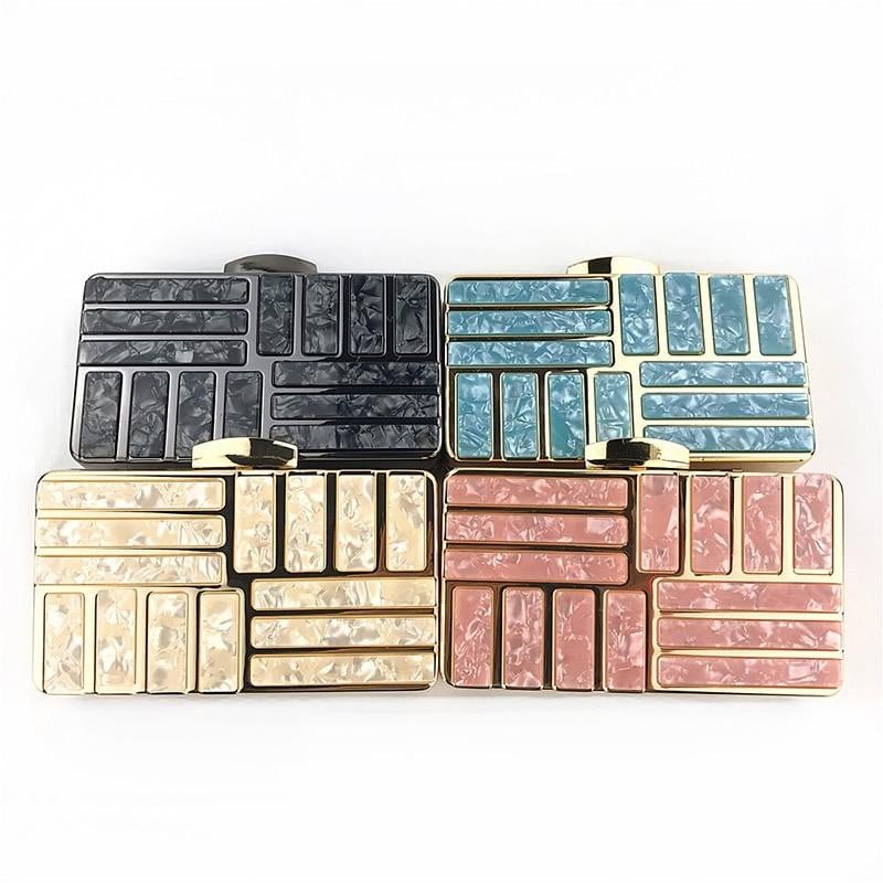 Acrylic Evening Bags Metal Chain Clutches