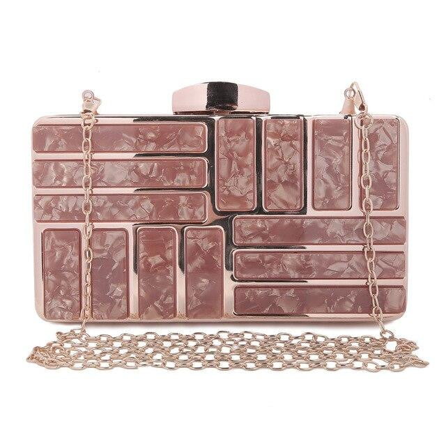 Acrylic Evening Bags Metal Chain Clutches