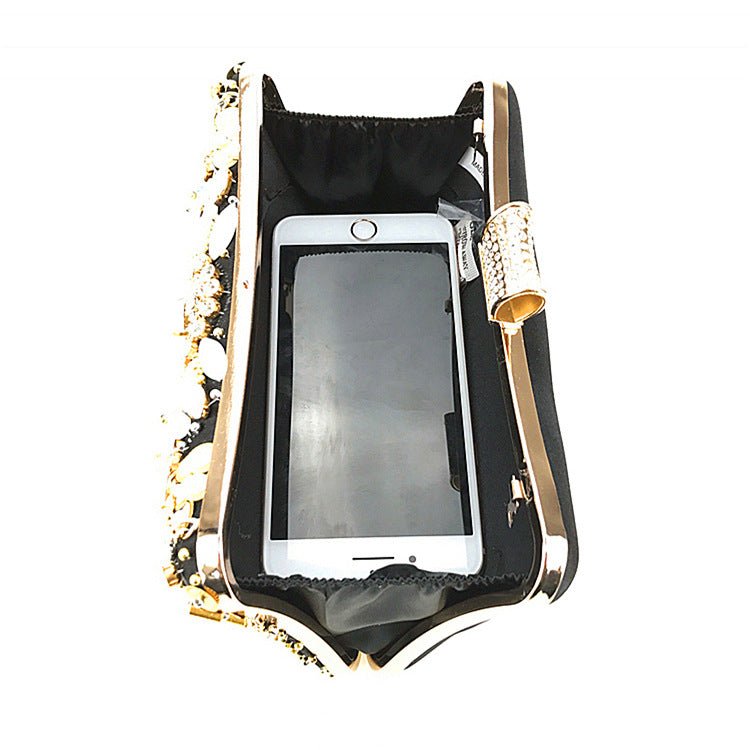 Beaded Clutch Purse Black Evening Bags Wedding Party Handbag