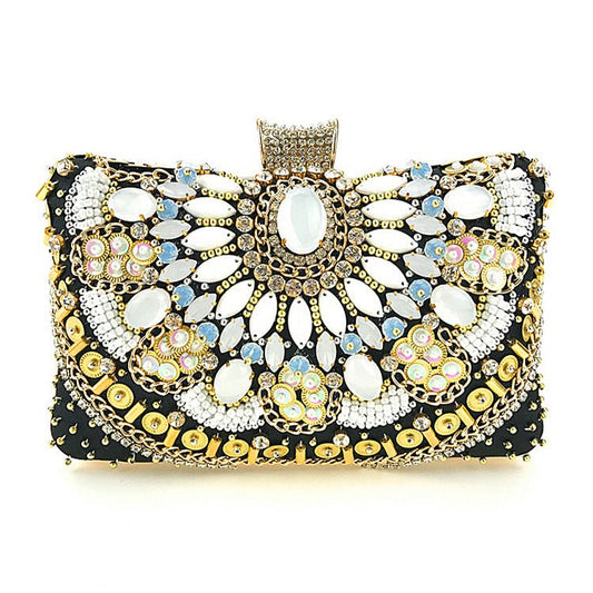 Beaded Clutch Purse Black Evening Bags Wedding Party Handbag
