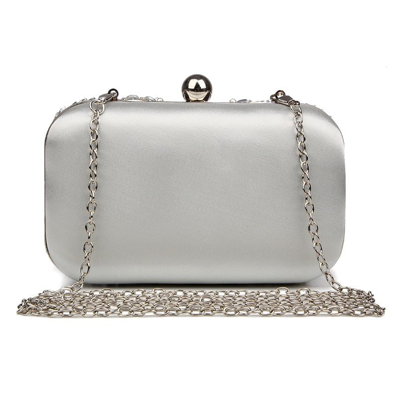 Beaded Clutch Purse Silver Evening Bags