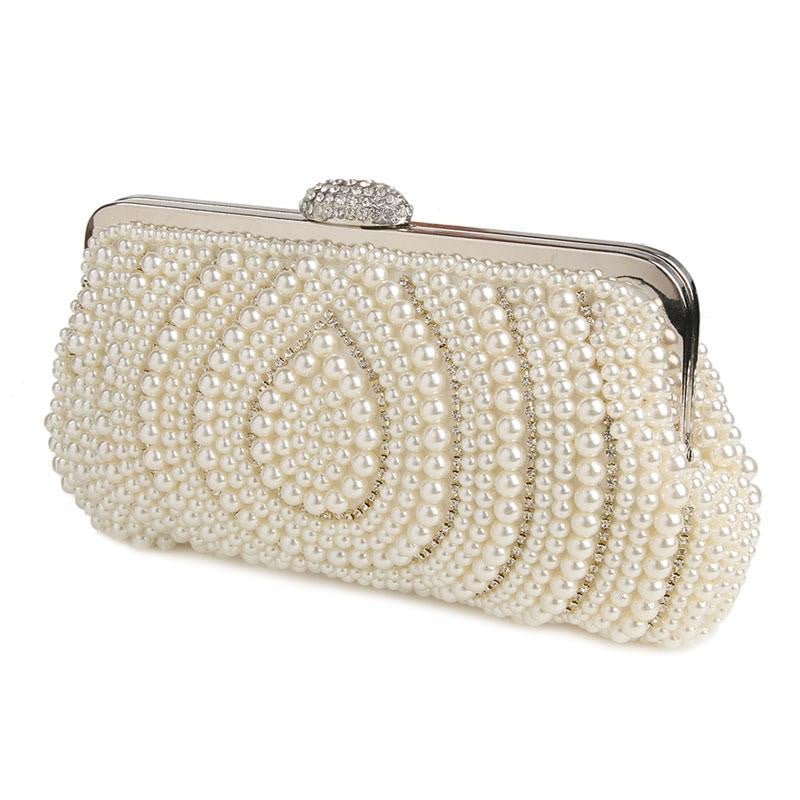 Beaded Evening Bag Pearls Diamonds Clutch