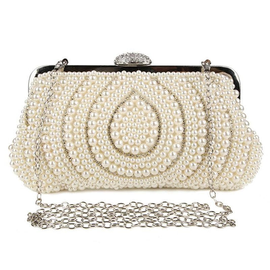 Beaded Evening Bag Pearls Diamonds Clutch